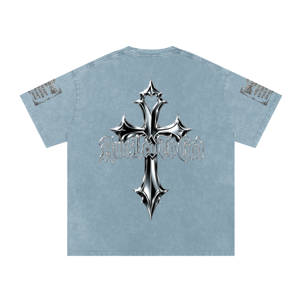 Snow Washed chrome cross t-shirt