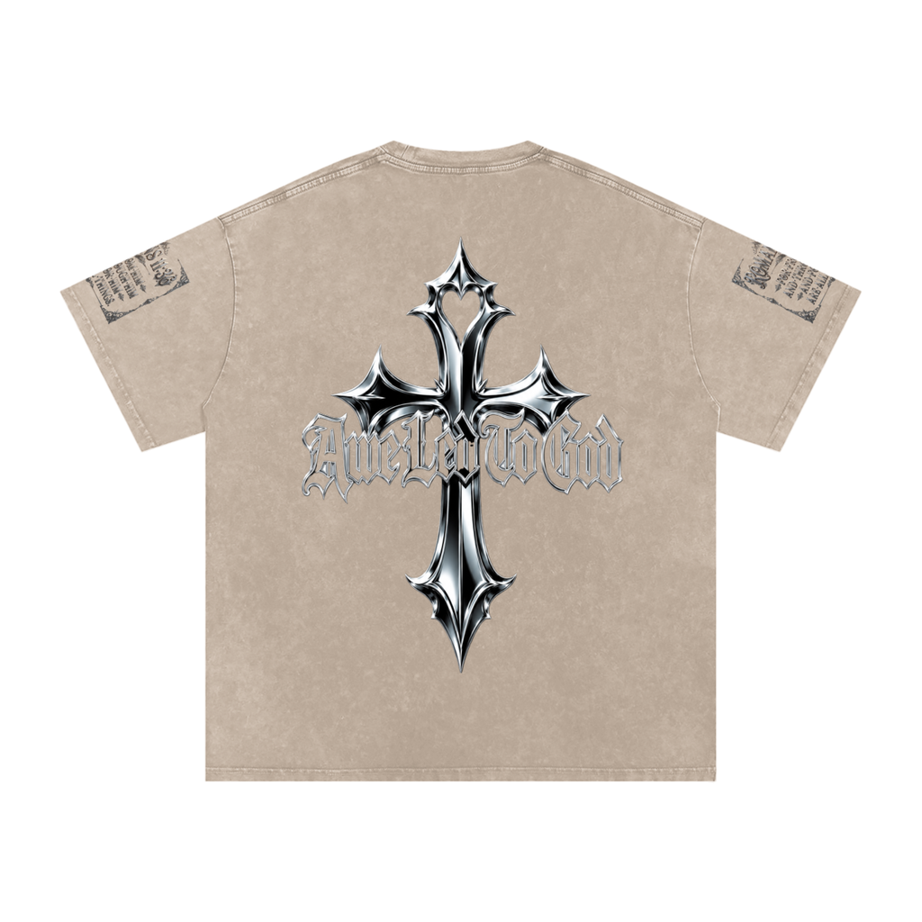 Snow Washed chrome cross t-shirt