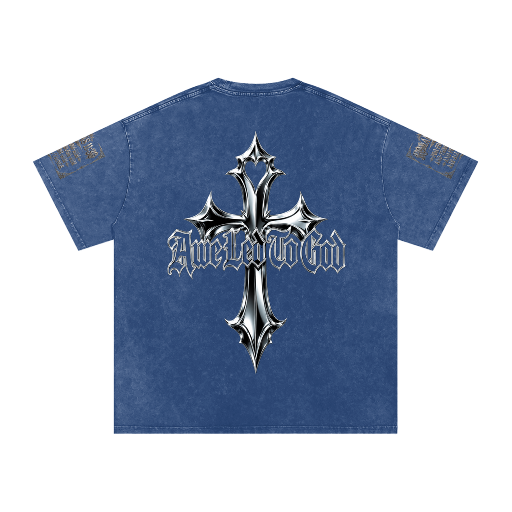 Snow Washed chrome cross t-shirt