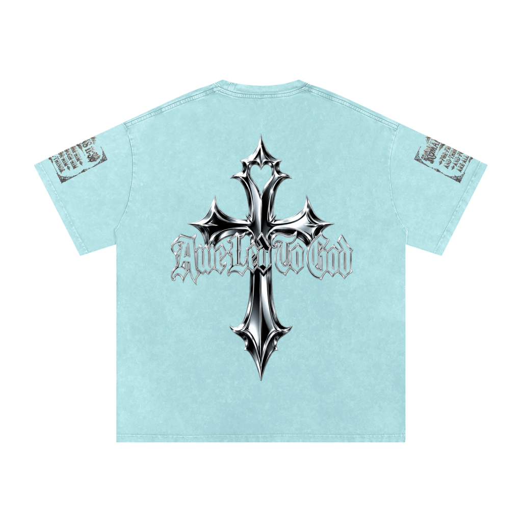 Snow Washed chrome cross t-shirt