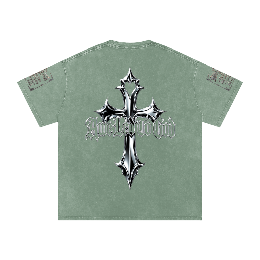 Snow Washed chrome cross t-shirt